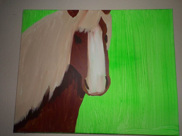 Brown Horse, Green Background