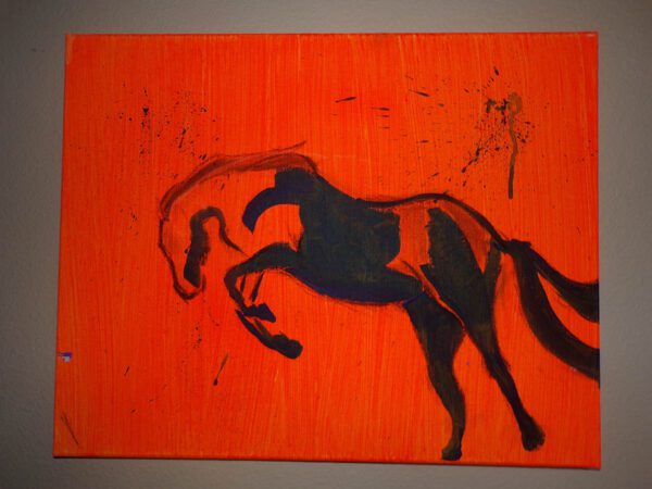 Full Black Horse, Red background