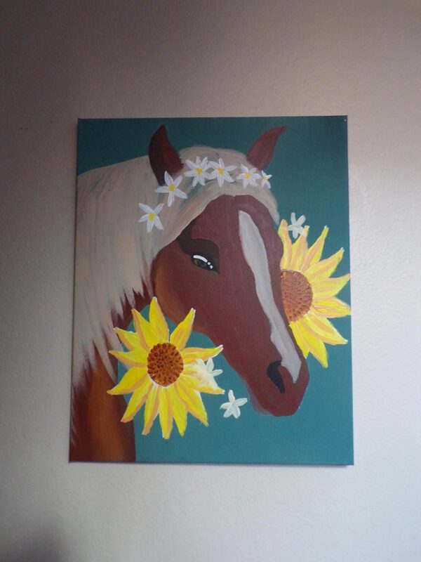 Horse with Sunflowers